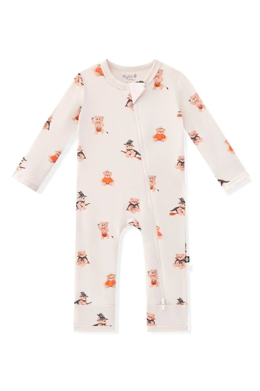 Zippered Romper in Halloween Teddy