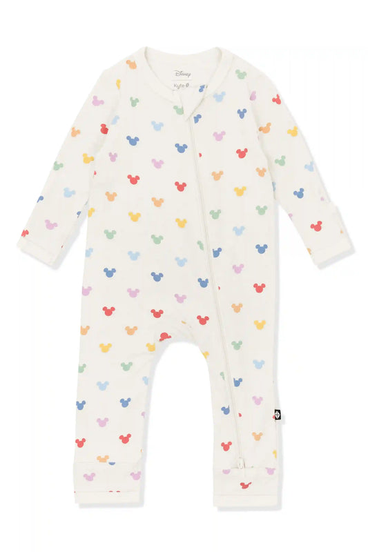 Zippered Romper in Pastel Mickey Mouse