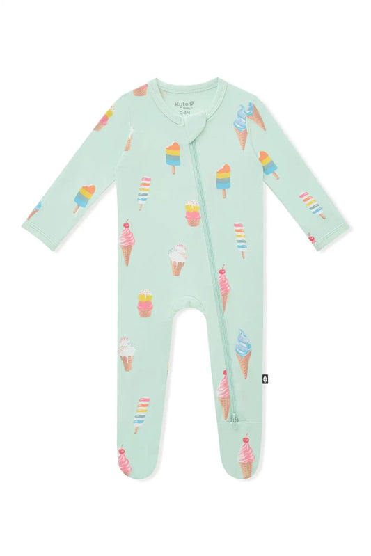 Zippered Footie in Mint Ice Cream