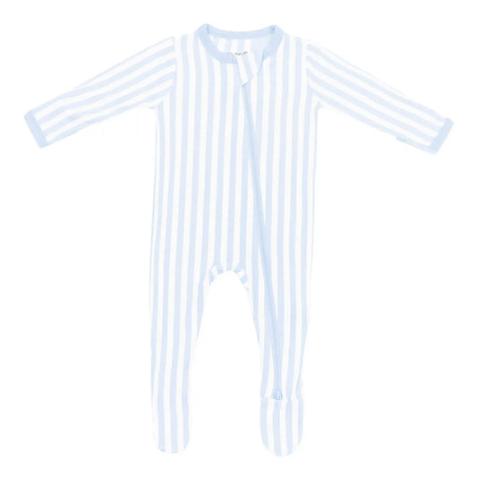 Zippered Footie in Small Mist Stripe