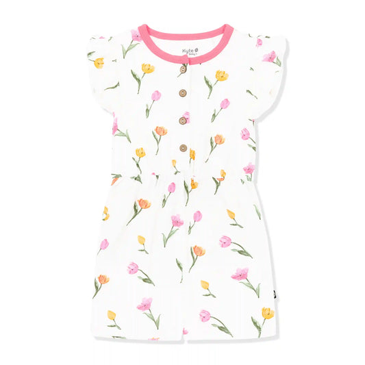 Flutter Sleeve Romper in Tulip