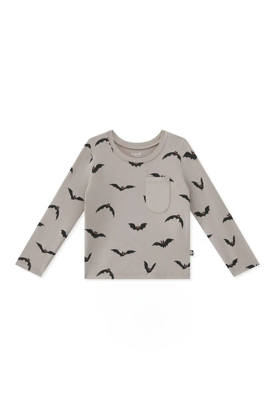Long Sleeve Toddler Crew Neck Tee in Bats