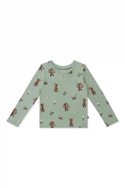 Long Sleeve Toddler Crew Neck Tee in Groot