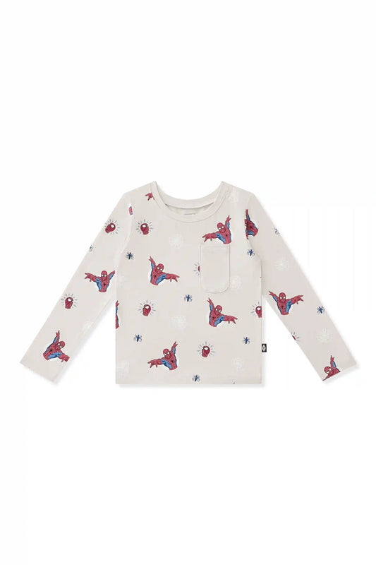 Long Sleeve Toddler Crew Neck Tee in Spider-Man