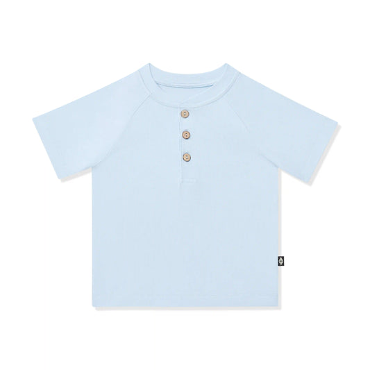 Short Sleeve Toddler Henley Tee in Breeze