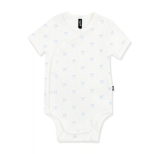 Pointelle Kimono Bodysuit in Sweet Blue Bow