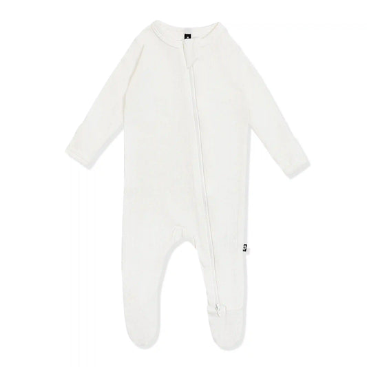 Pointelle Zippered Footie in Cloud