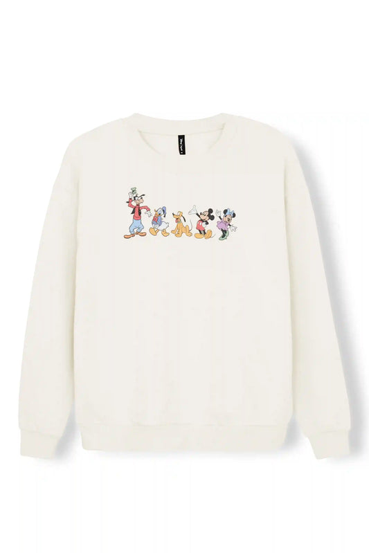 Women's Sweatshirt in Mickey and Friends on Ecru