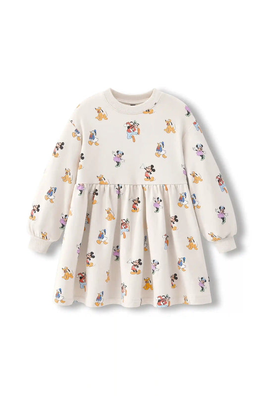 Long Sleeve Skater Dress in Mickey Mouse and Friends