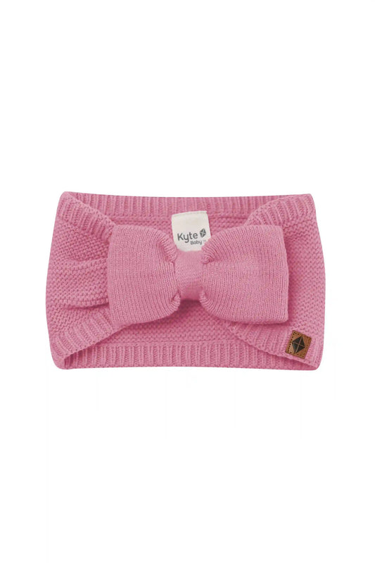 Chunky Knit Bow Headband in Apple Blossom