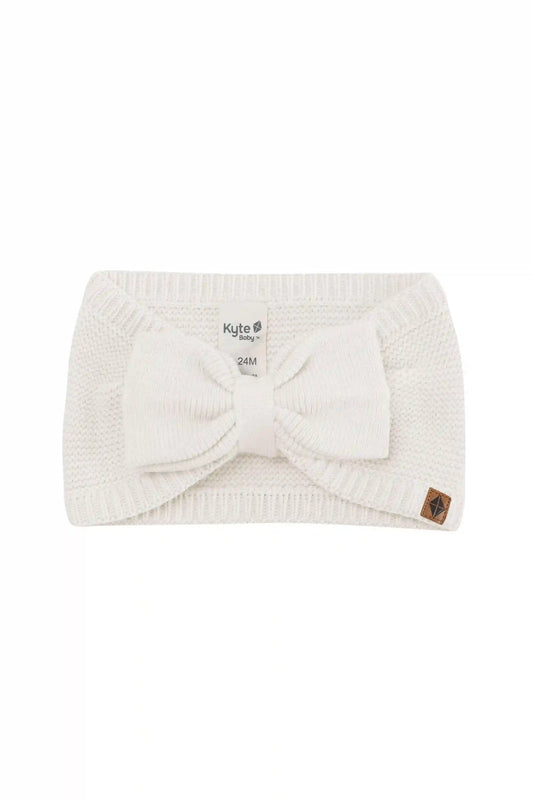 Chunky Knit Bow Headband in Oat