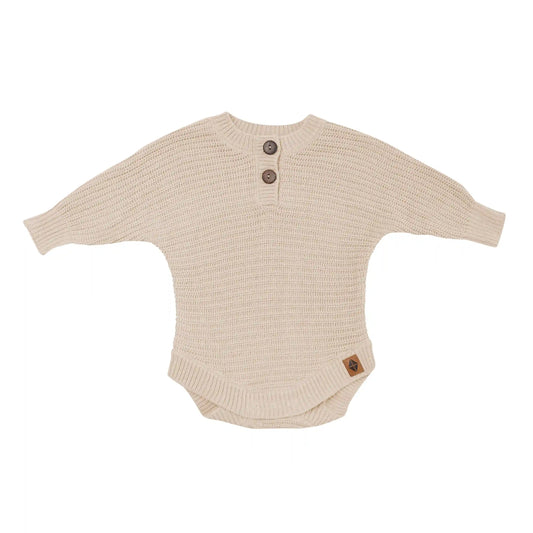 Chunky Knit Romper in Almond