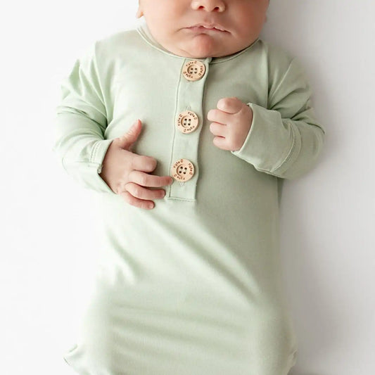 Knotted Day Gown with Hat Set in Basil