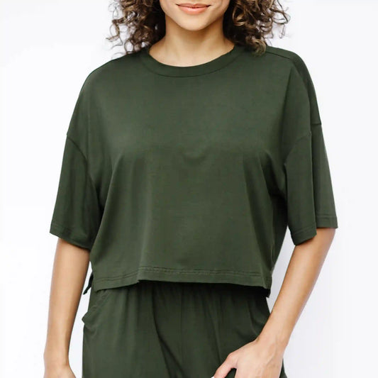 Women's Short Sleeve Boxy Tee in Fir