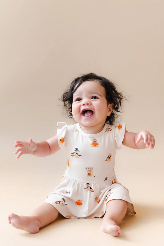 Twirl Bodysuit Dress in Halloween Teddy
