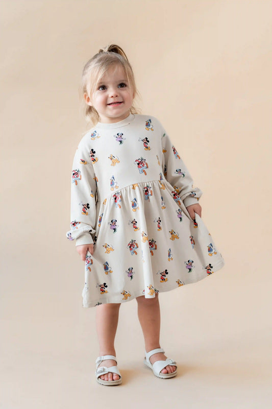 Long Sleeve Skater Dress in Mickey Mouse and Friends