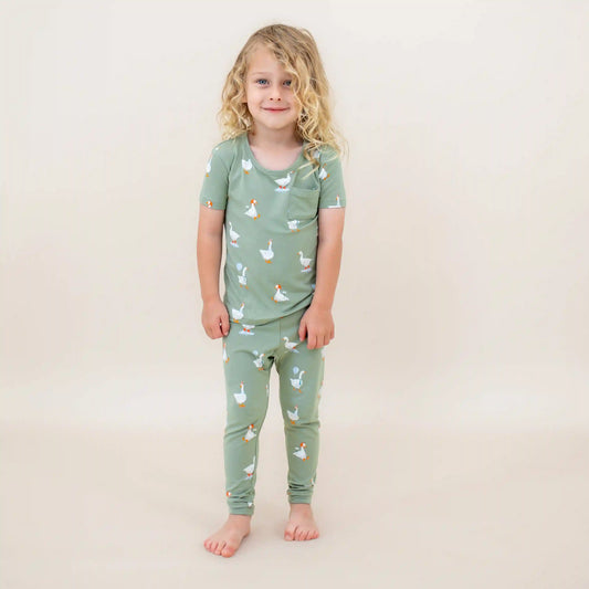 Short Sleeve with Pants Pajamas in Silly Goose