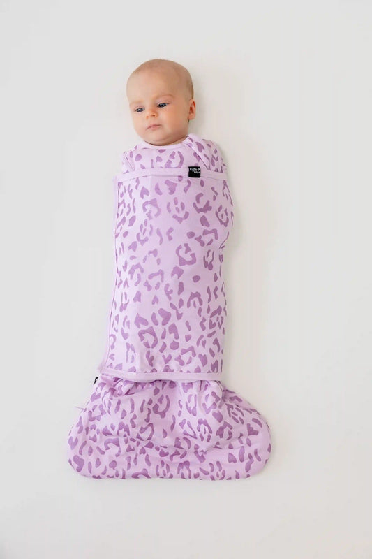 Sleep Bag Swaddler in Thistle Leopard 1.0
