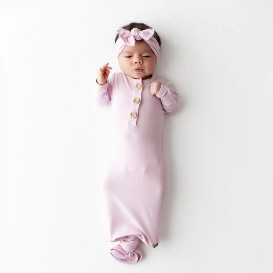 Knotted Day Gown with Bow Set in Thistle