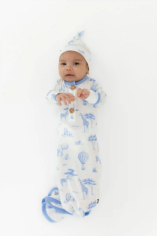 Knotted Day Gown with Hat Set in Toile Safari