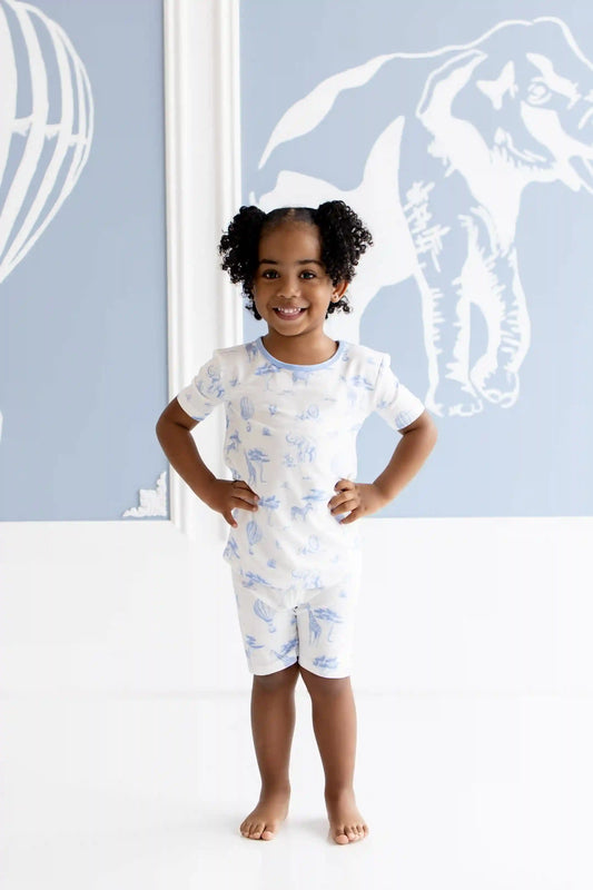Short Sleeve Pajamas in Toile Safari