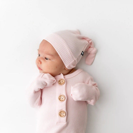 Ribbed Knotted Day Gown with Hat Set in Sakura
