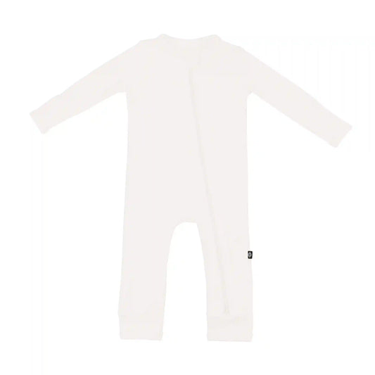 Ribbed Zipper Romper in Cloud