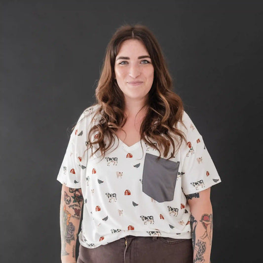 Women's Oversized V-Neck Tee in Farm
